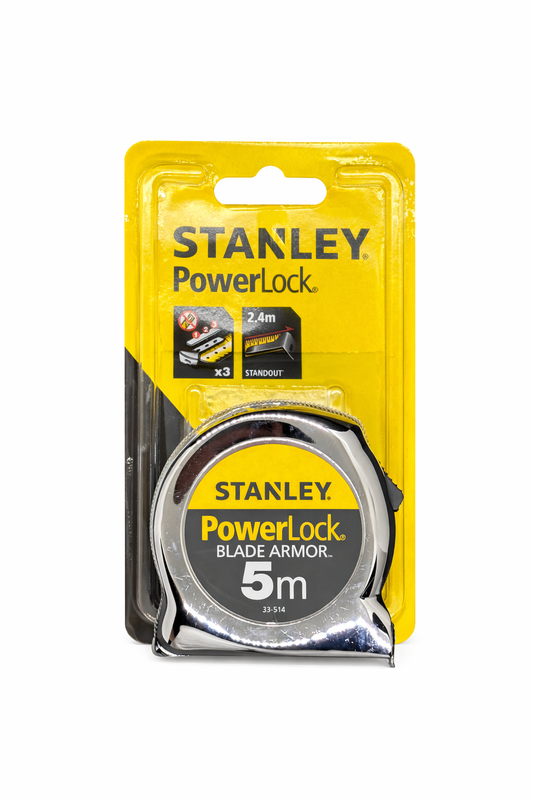 Mètre ruban Stanley PowerLock 5m Blade Armor – Haute précision et résistance pro